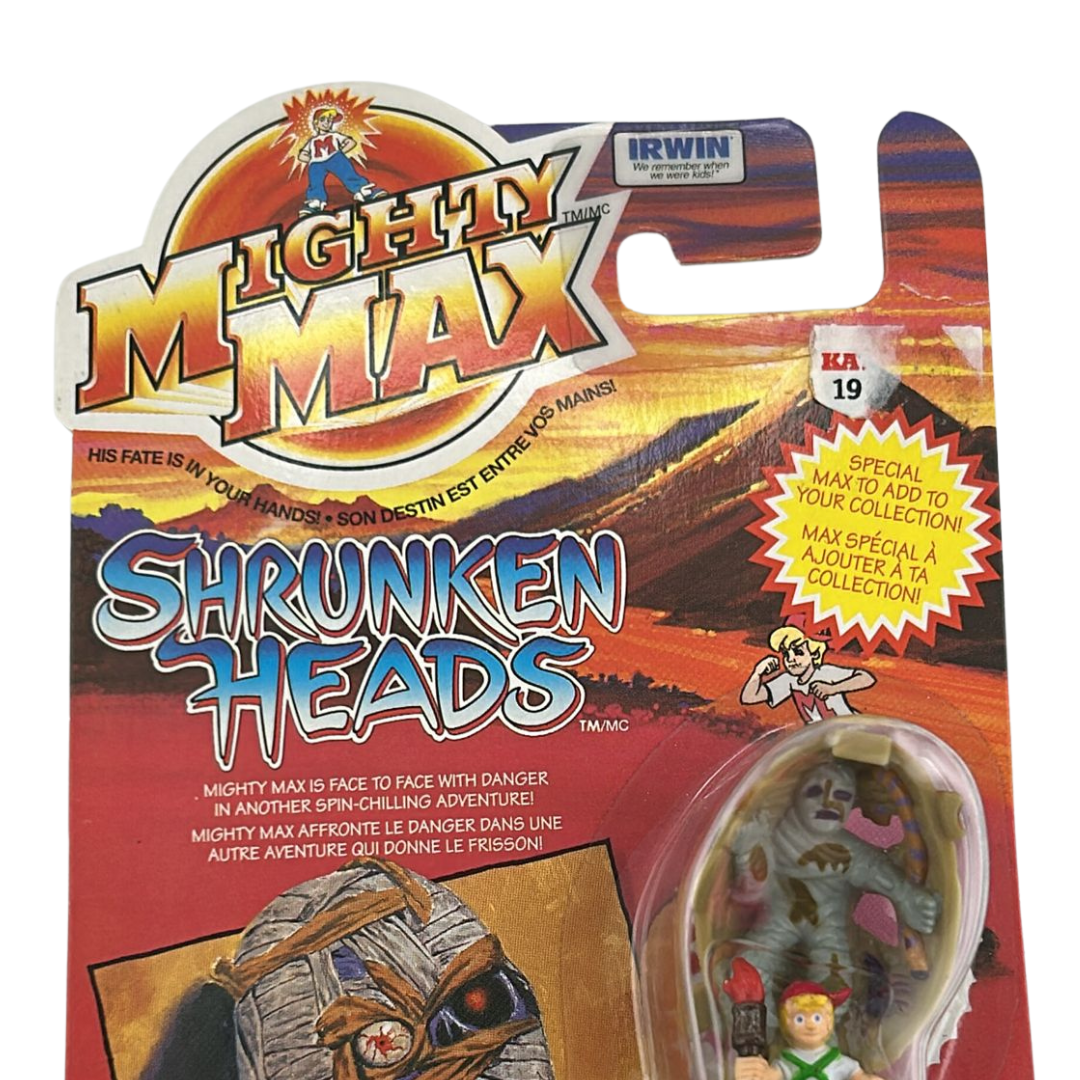 Mighty Max Pharoah's Curse Shrunken Heads MOC on Canadian card Irwin toys
