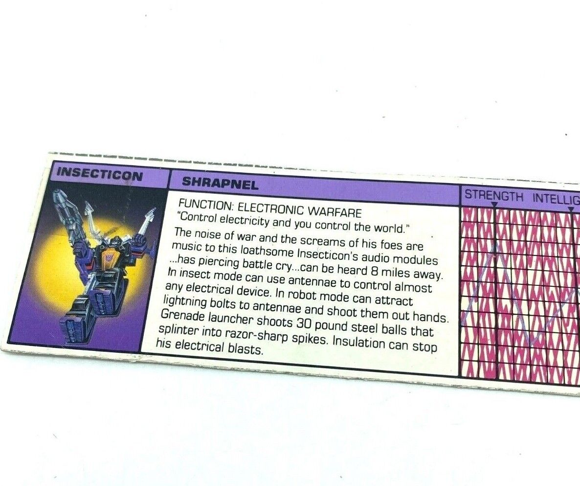 Transformers G1 Shrapnel tech spec card
