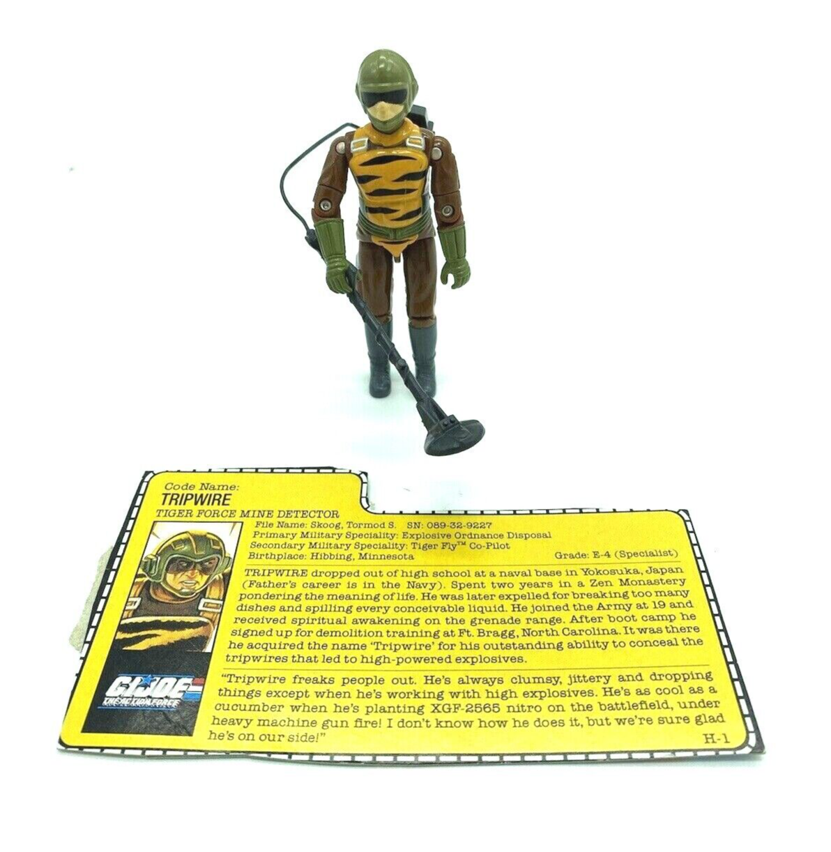 GI Joe, Action Force Tripwire Tiger Force figure complete with file card, Trip Wire, G.I. Joe 913