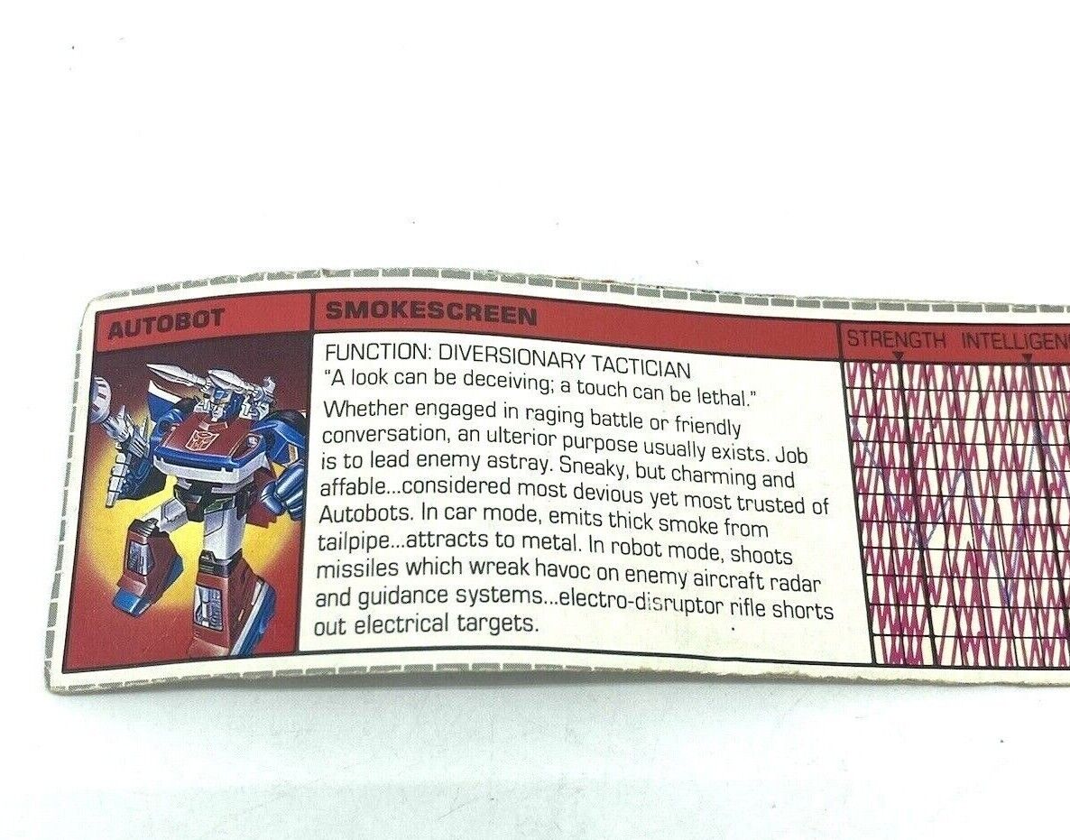 Transformers G1 Smokescreen Tech Spec, Smoke Screen