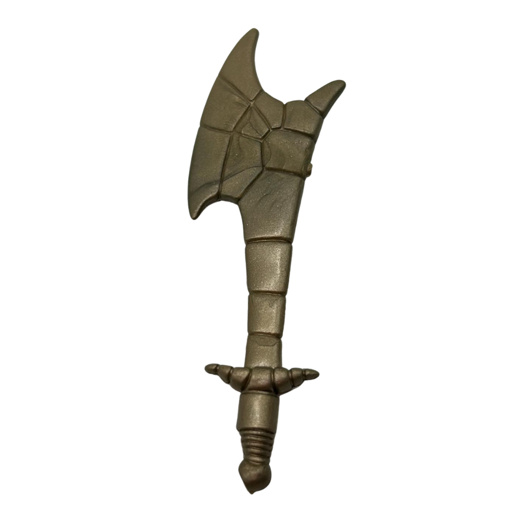 Sectaurs Pinsor Axe weapon part, accessory, gold, bronze S84