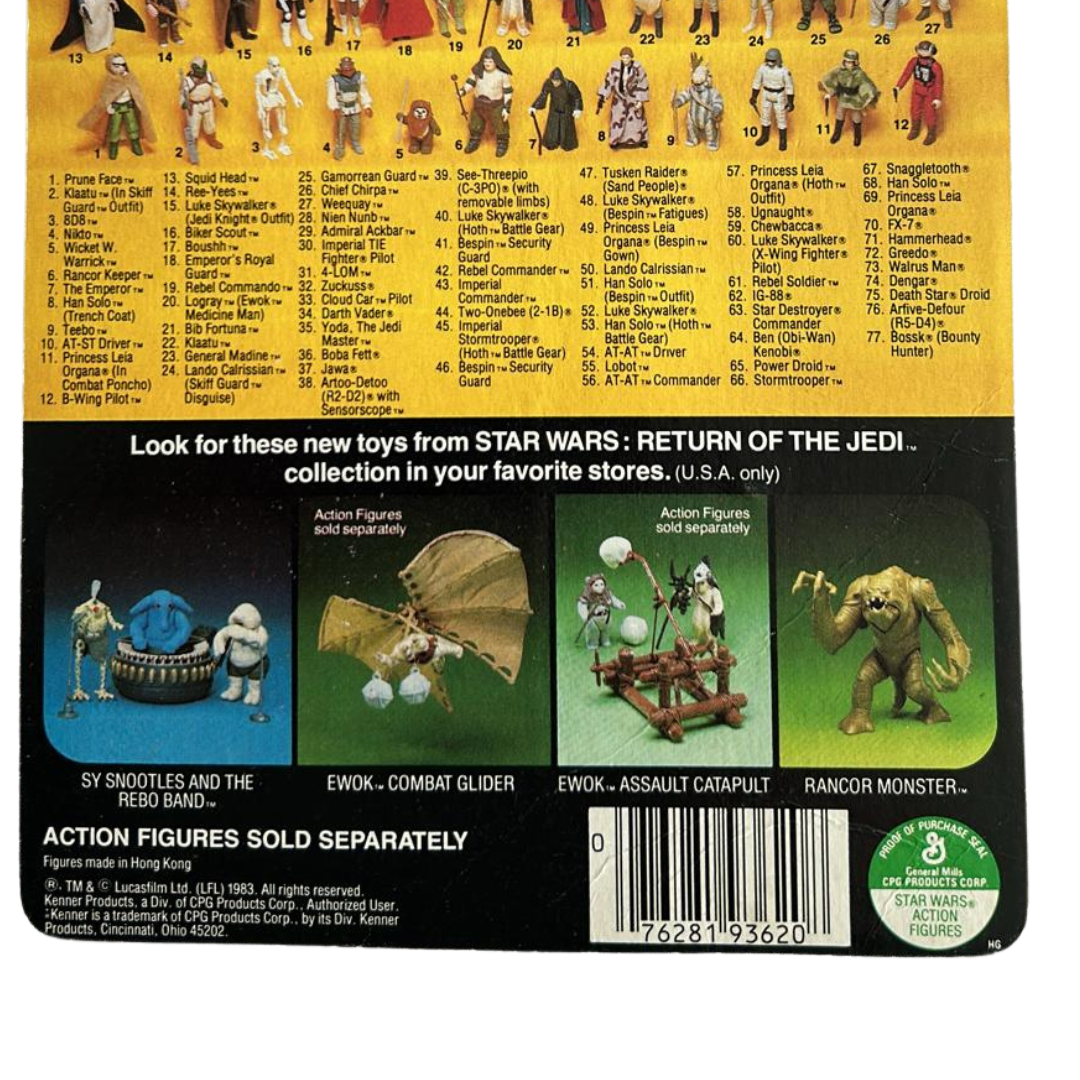 Vintage Star Wars Death Star Droid ROTJ cardback Kenner