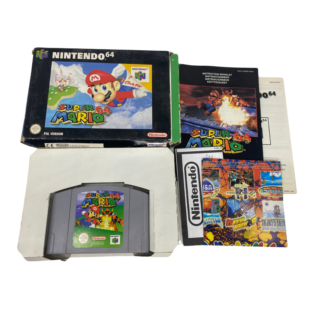 Nintendo 64 / N64 Super Mario 64, game, box, insert instructions