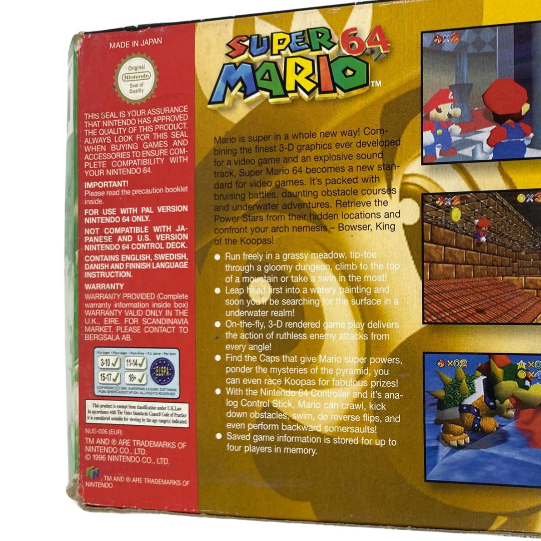 Nintendo 64 / N64 Super Mario 64, game, box, insert instructions