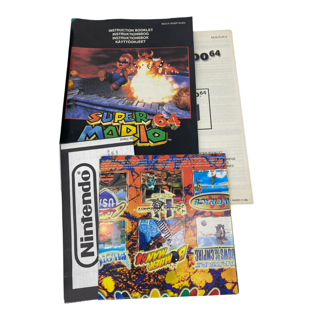 Nintendo 64 / N64 Super Mario 64, game, box, insert instructions