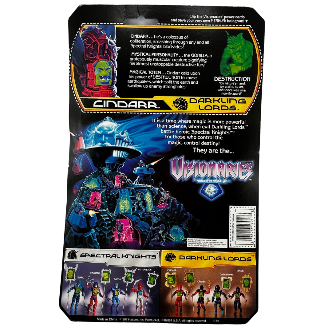 Visionaries Cindarr figure original cardback with filecard Darkling Lord Gorilla
