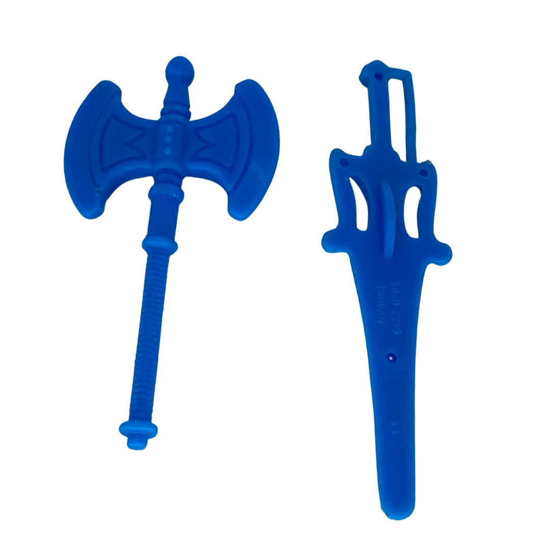 He-Man Blue sword and axe weapons pack parts, accessory pack partsMasters Of The Universe