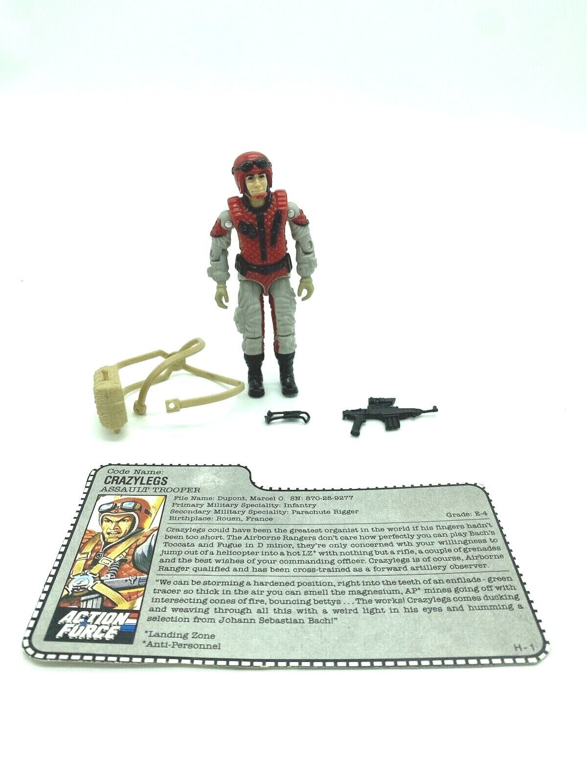 GI Joe, Action Force Crazy Legs complete with AF card vintage born France 404A