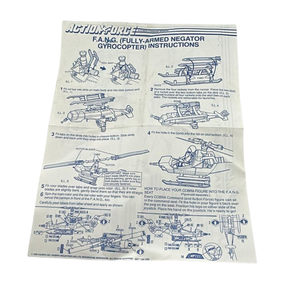 GI Joe, Action Force FANG helicopter complete with instructions 197