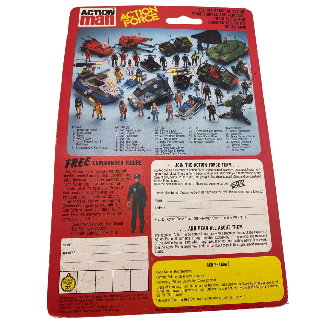 Action Force Red Shadow original cardback by Palitoy