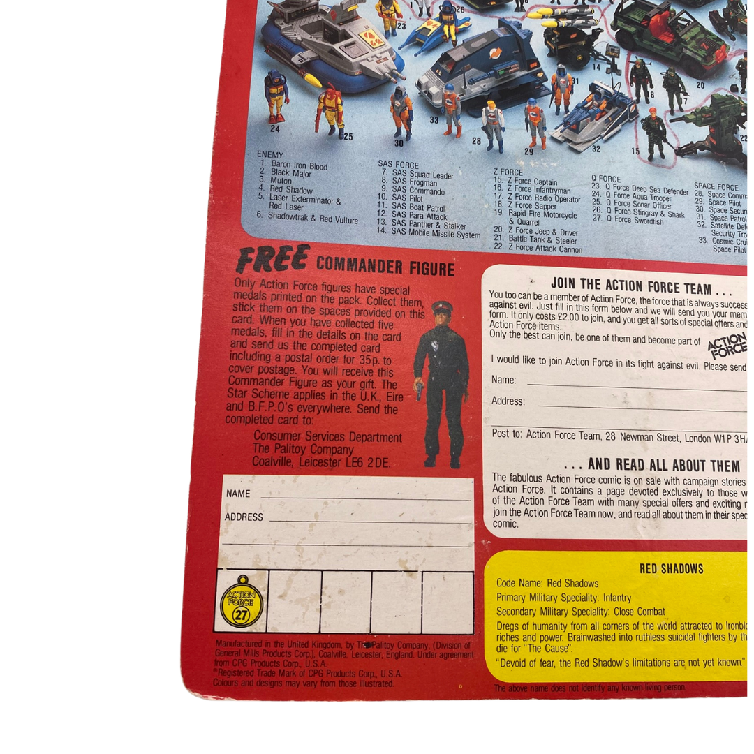 Action Force Red Shadow original cardback by Palitoy