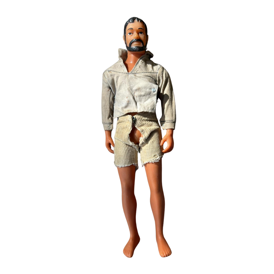 Vintage 1980s Action Man knock off figure, beard, made in Hong Kong