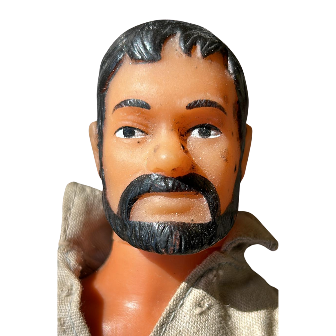 Vintage 1980s Action Man knock off figure, beard, made in Hong Kong