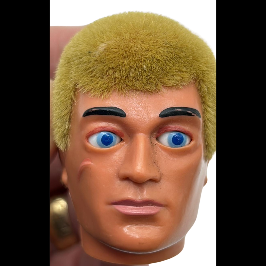Vintage Action Man original blonde figure 1970s, head needs repair