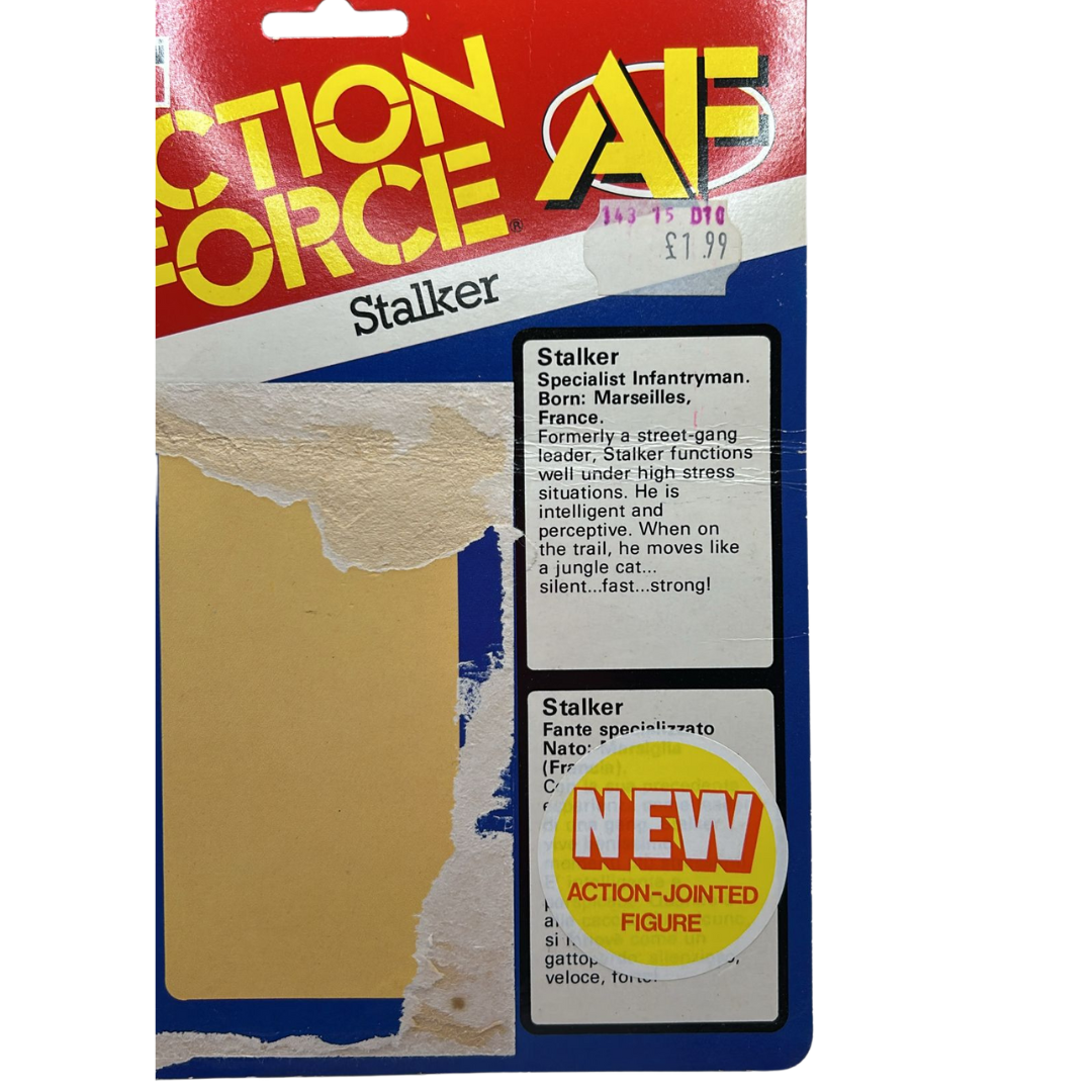 GI Joe, Action Force Stalker cardback filecard backing card by Palitoy