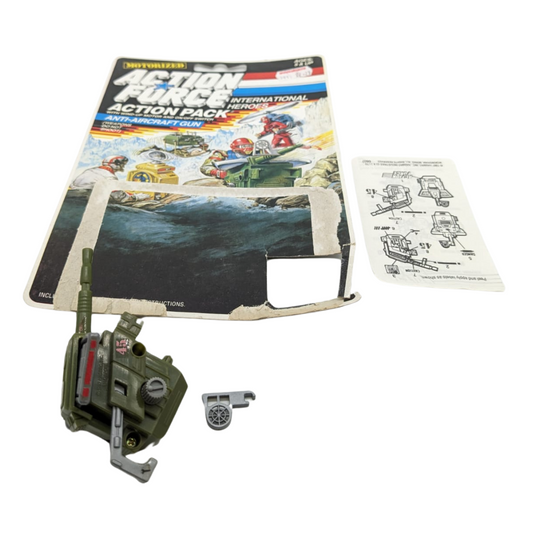 Vintage GI Joe Action Force  Anti Aircraft Gun Hasbro cardbback & instructions