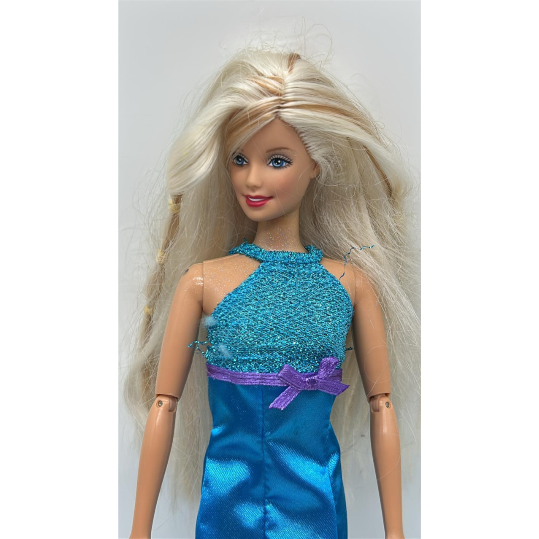 Barbie 1991 genuine doll by Mattel in blue ballgown dress & shoes made in China