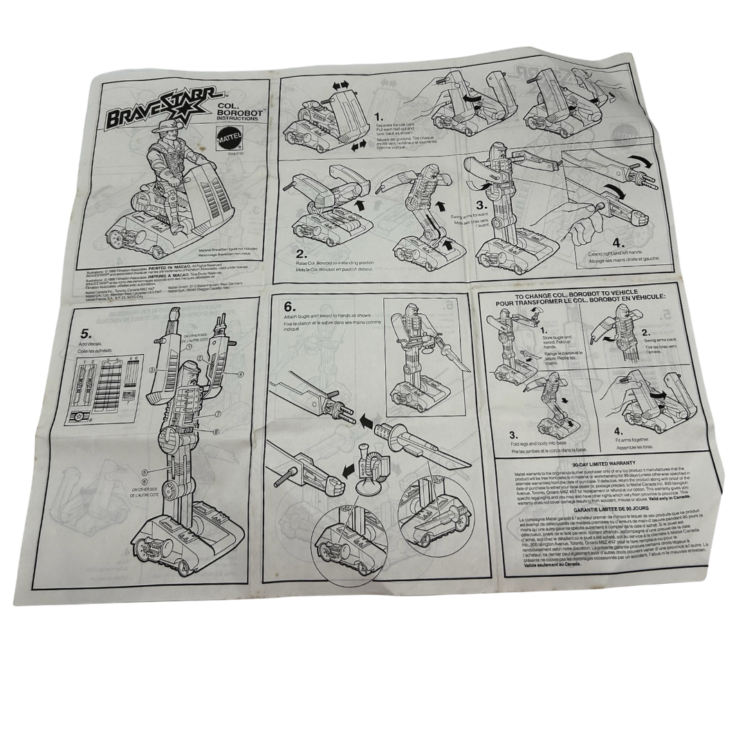 Bravestarr Colonel Borobot figure instructions sheet 300