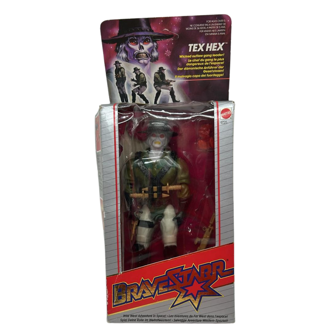 Bravestarr Tex Hex complete in opened box with bubble by Mattel