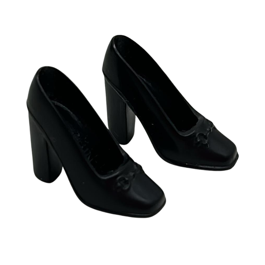 Barbie shoes black square toe and block heel 313A