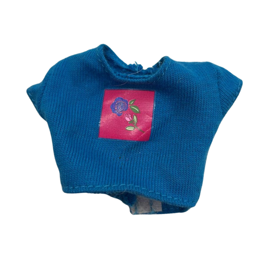 Barbie Doll Blue Cropped T-Shirt with Rose 226