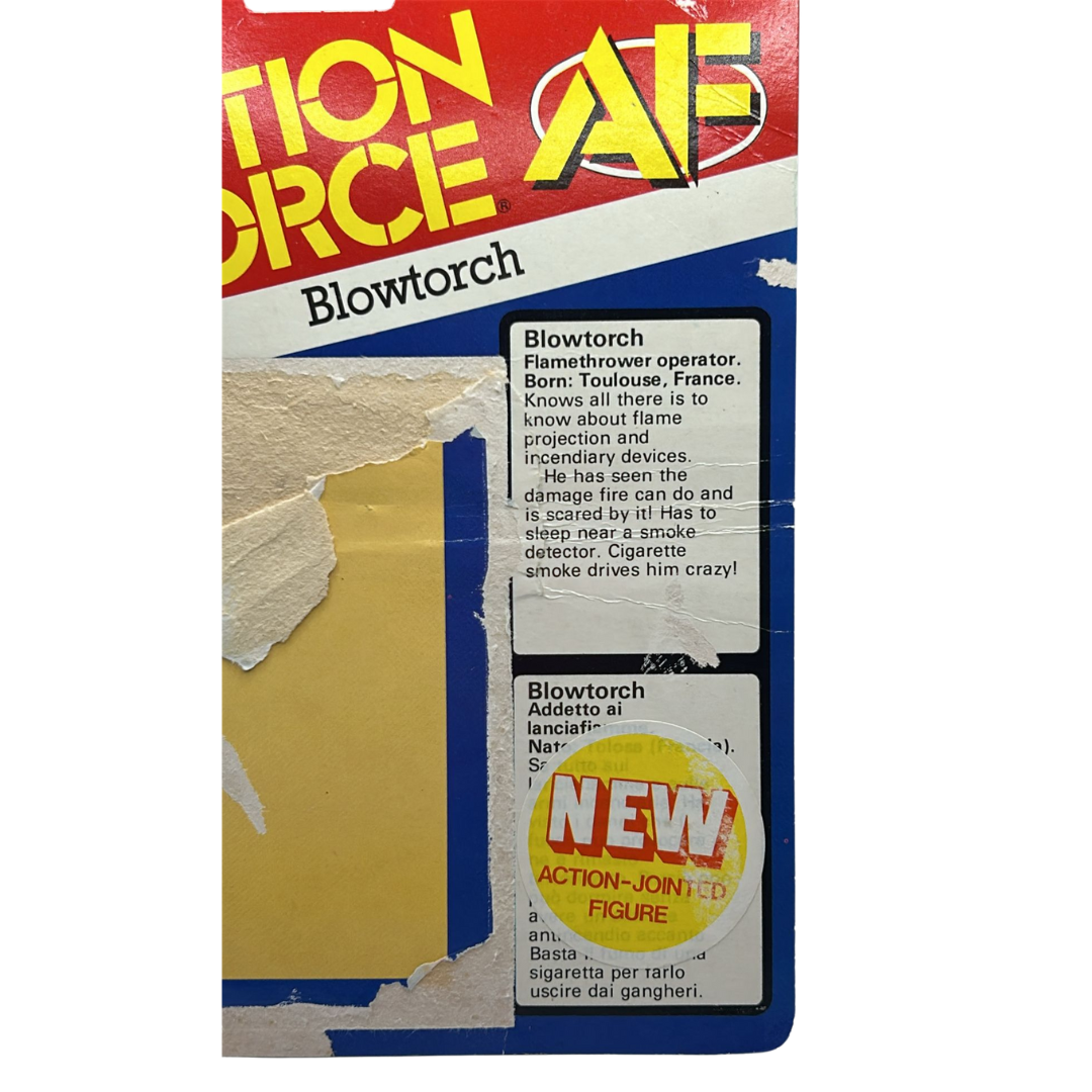 GI Joe, Action Force Blowtorch cardback filecard backing card by Palitoy