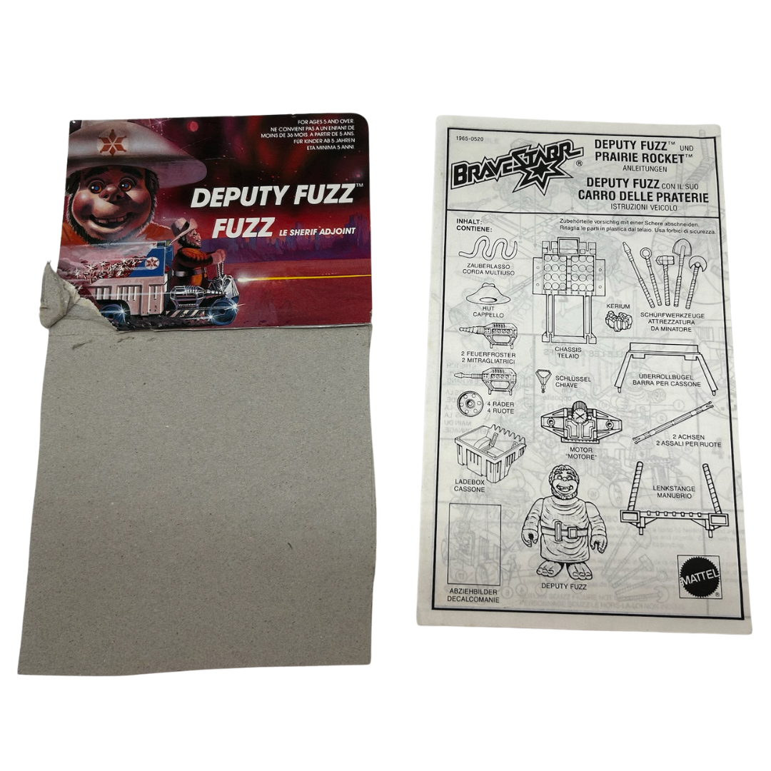 Bravestarr Deputy Fuzz & Prairie Rocket instructions sheet & card part by Mattel