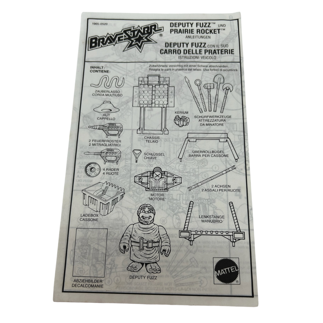 Bravestarr Deputy Fuzz & Prairie Rocket instructions sheet & card part by Mattel
