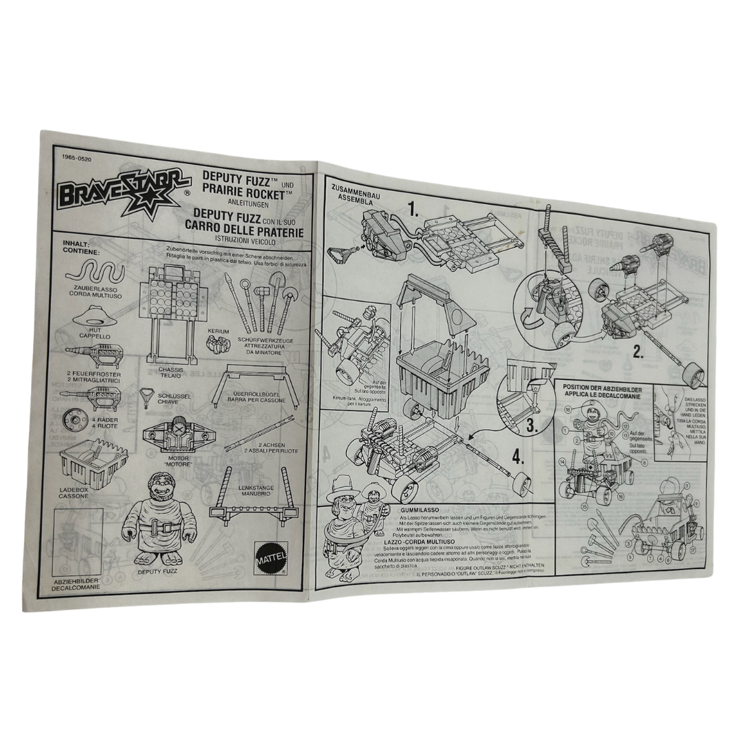 Bravestarr Deputy Fuzz & Prairie Rocket instructions sheet & card part by Mattel
