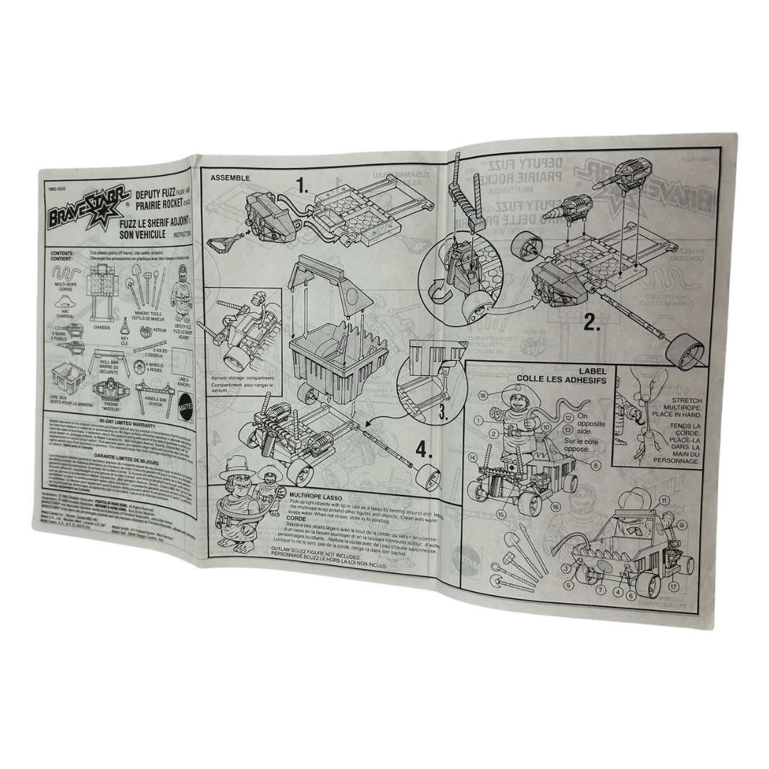 Bravestarr Deputy Fuzz & Prairie Rocket instructions sheet & card part by Mattel