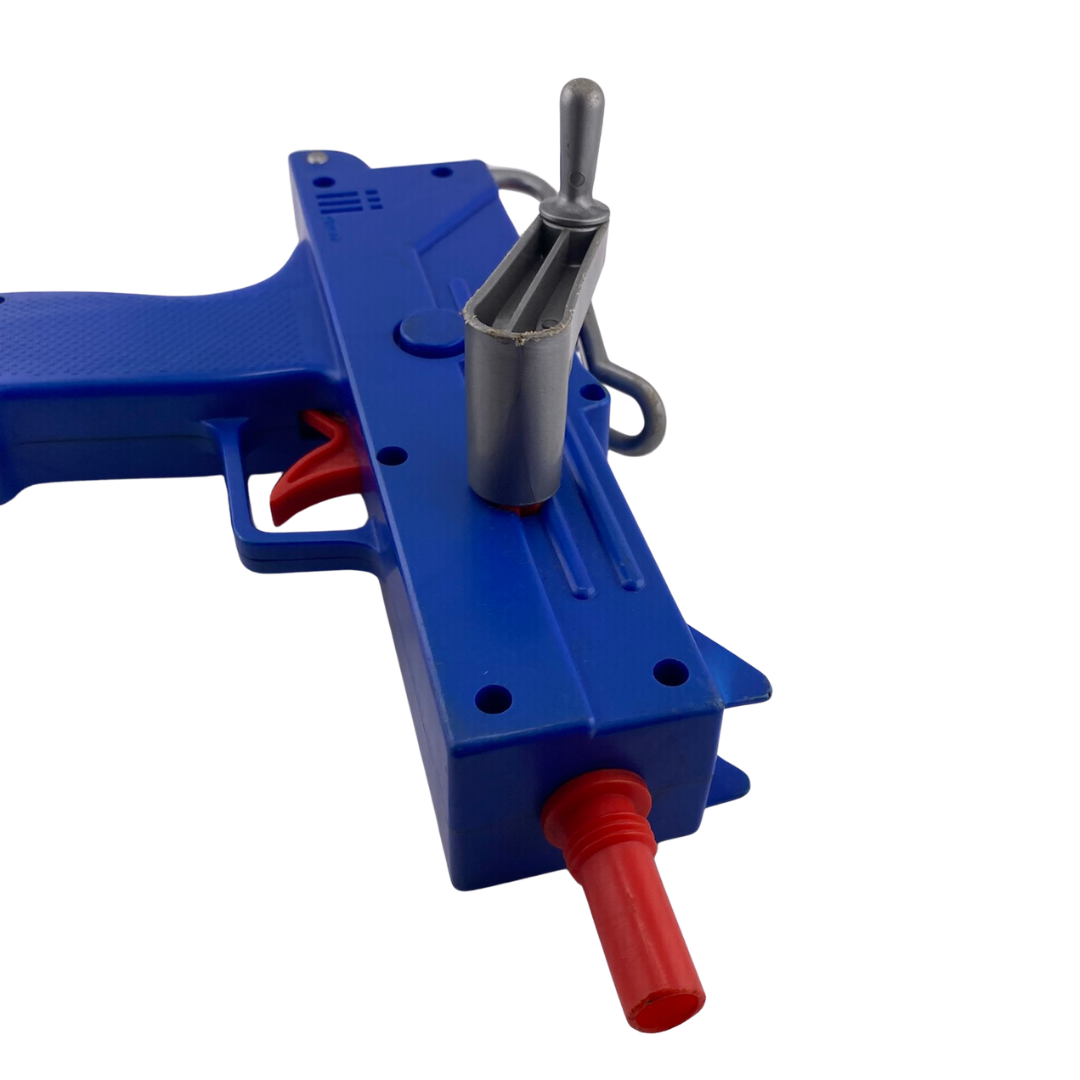 Bravestarr blue cap gun vintage toy in good condition uzi style wind gun