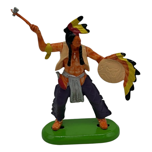 Britains 1971 Indian Brave figure with stand holding axe & shield 463
