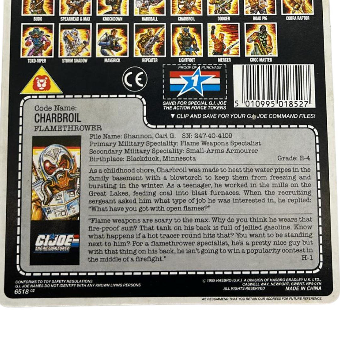 GI Joe The Action Force Charbroil original cardback