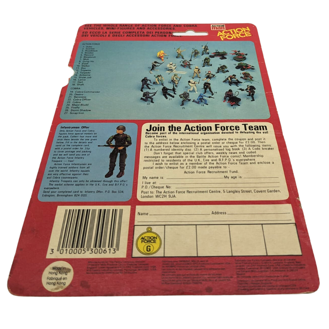 Action Force GI Joe Cobra Trooper cardback, backing card Palitoy