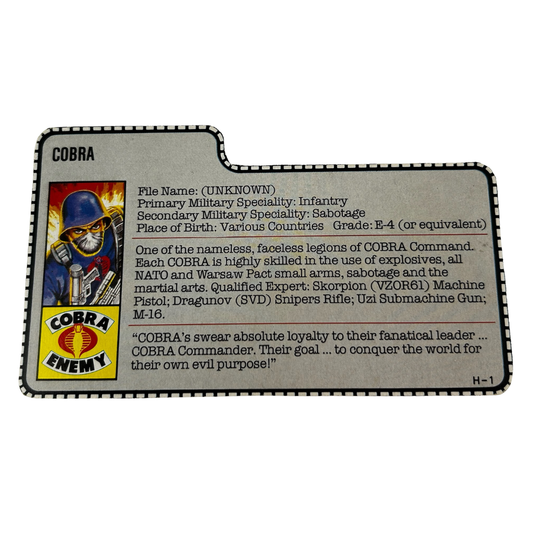 GI Joe,  Action Force Cobra Trooper filecard 238