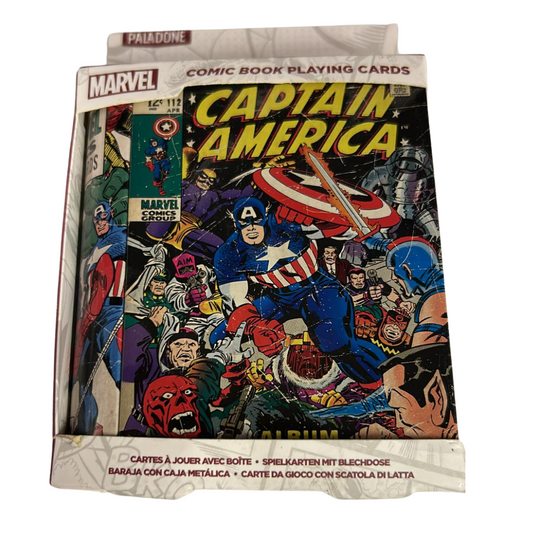 Captain America Marvel Comic Book Playing Cards & Tin