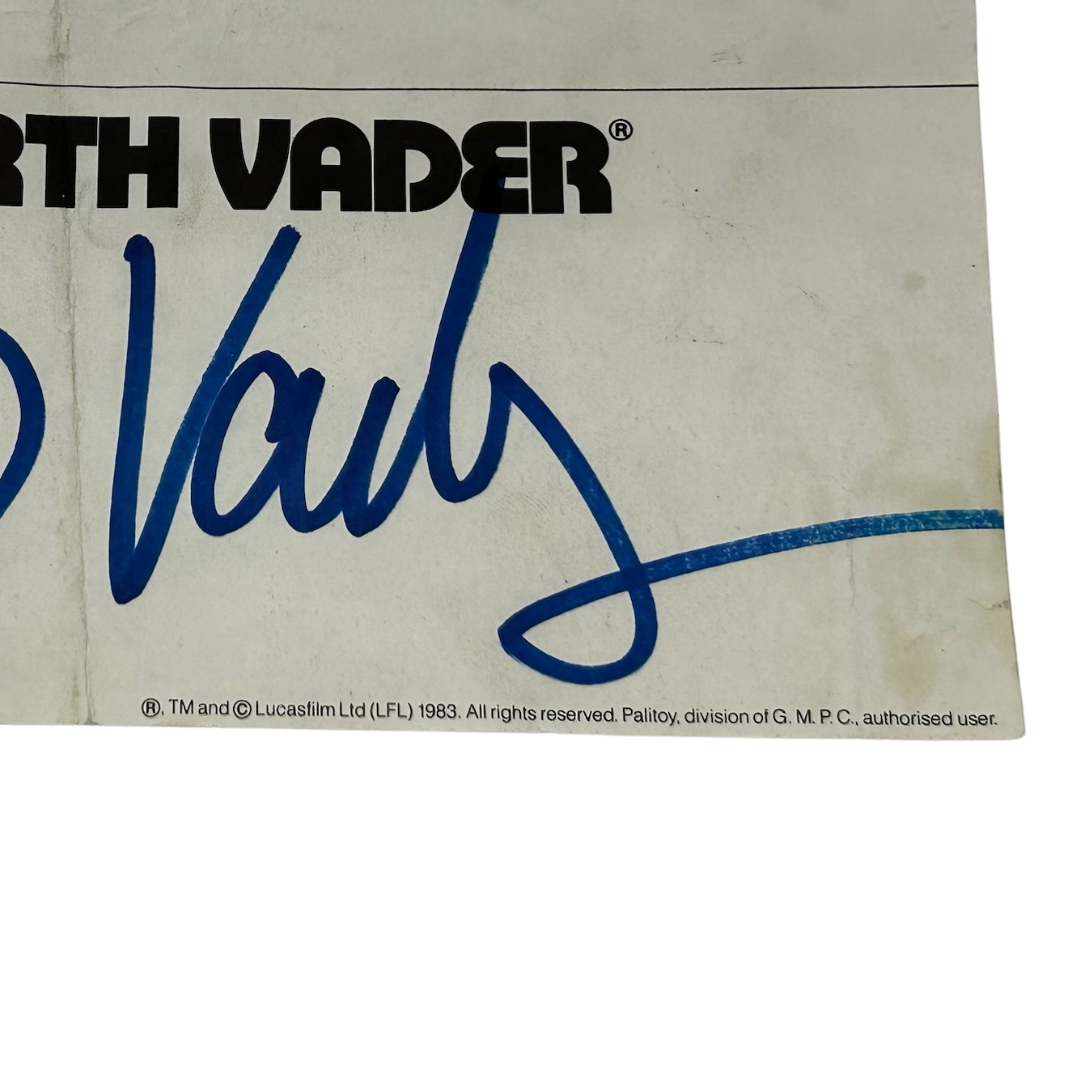 Vintage Star Wars 1983 Darth Vader signed paperwork with Palitoy copyright