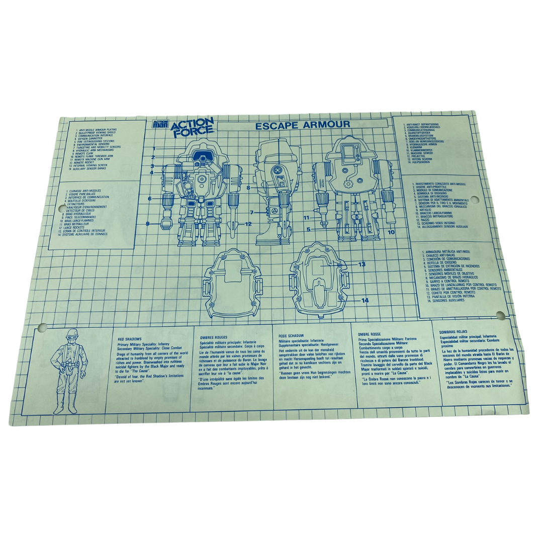 GI Joe, Action Force Escape Armour instructions by Palitoy hole punched 321