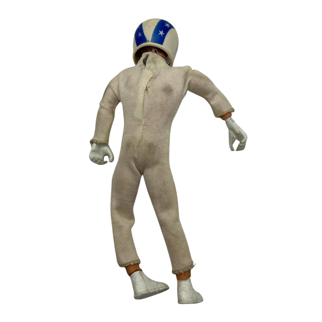 Evel Knievel figure, helmet, dirt bike and gyro winder stand / energiser 467