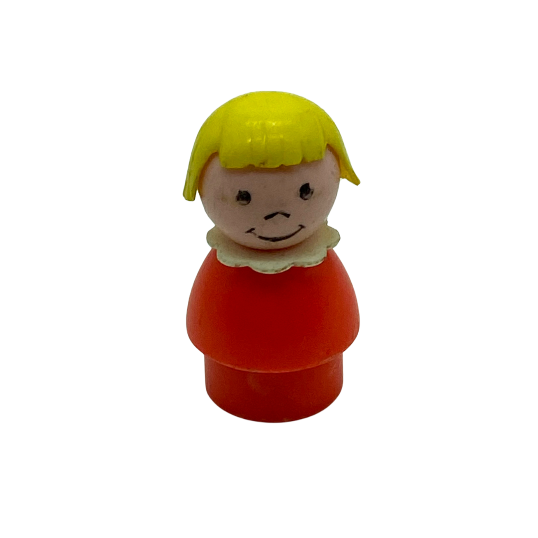 Fisher Price  Little People blonde female red dress 1970's 117