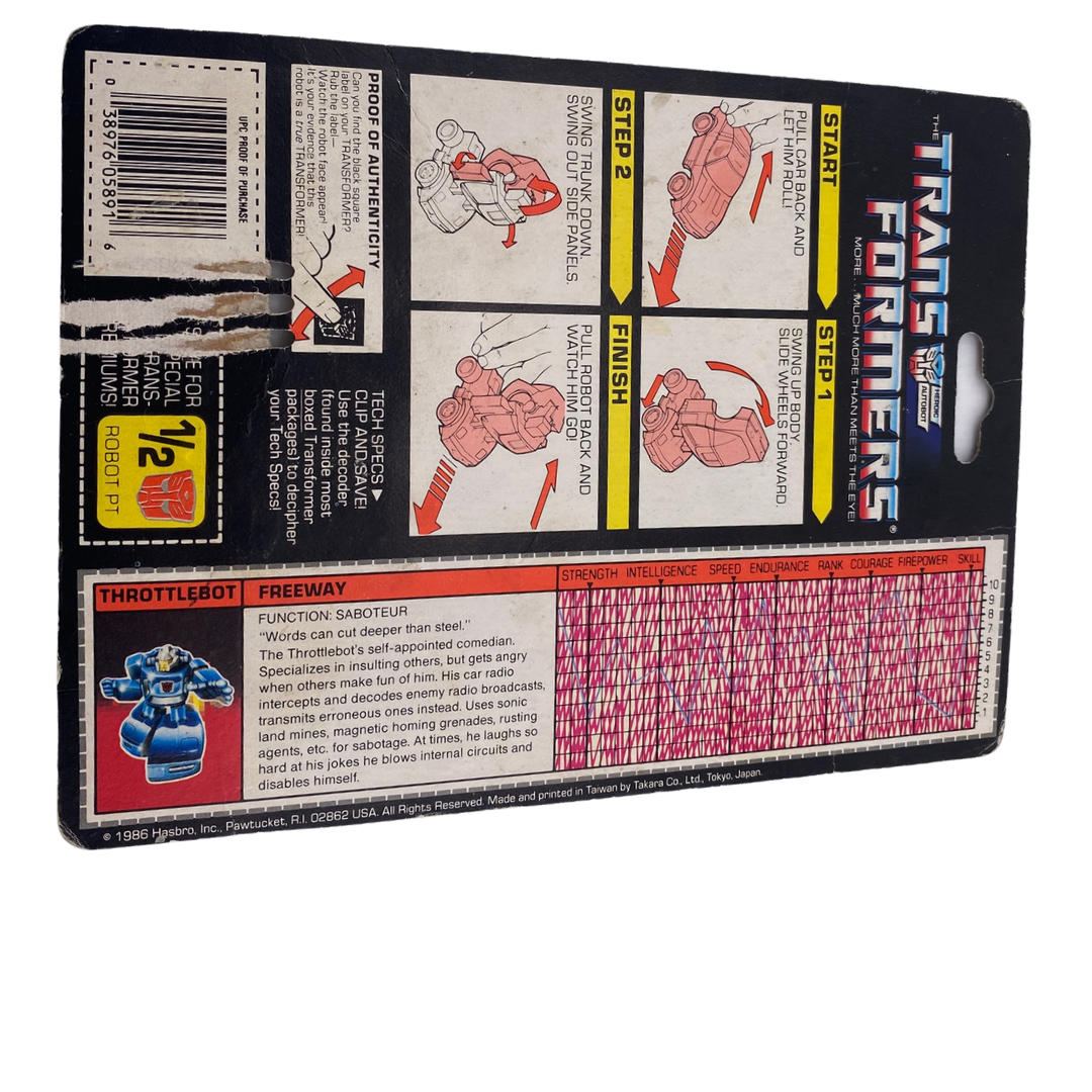 Transformers G1 Freeway Throttlebot cardback with tech spec