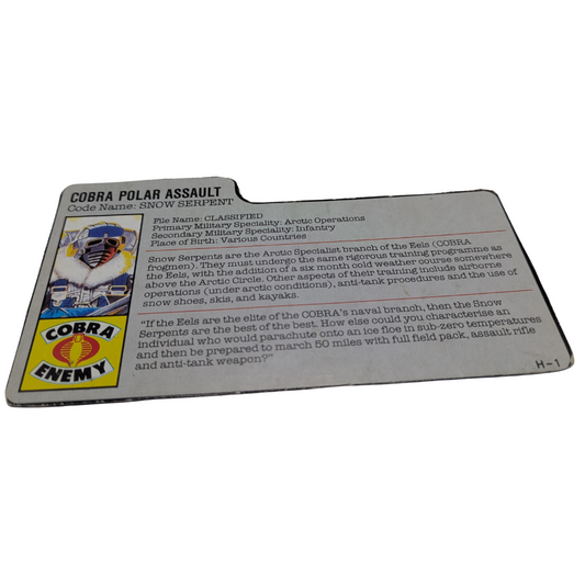 GI Joe, Action Force Snow Serpent filecard for figure 540