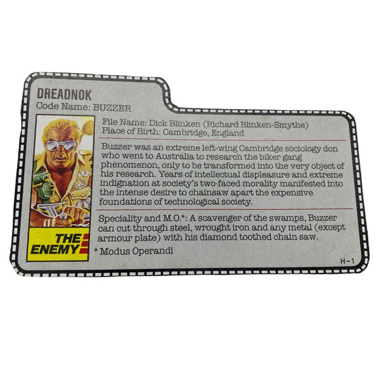 GI Joe, Action Force Buzzer filecard Dreadnok 645