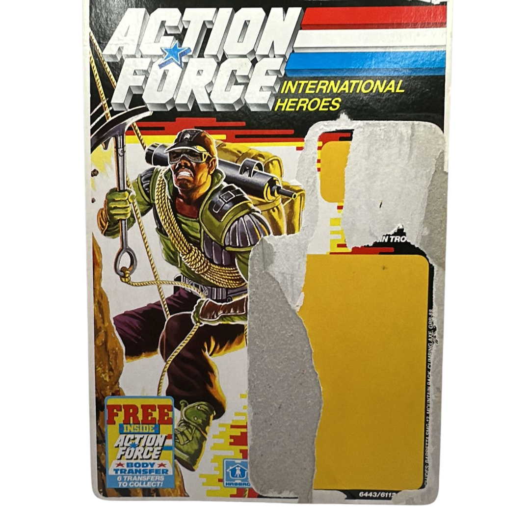 GI Joe, Action Force Alpine original cardback filecard backing card