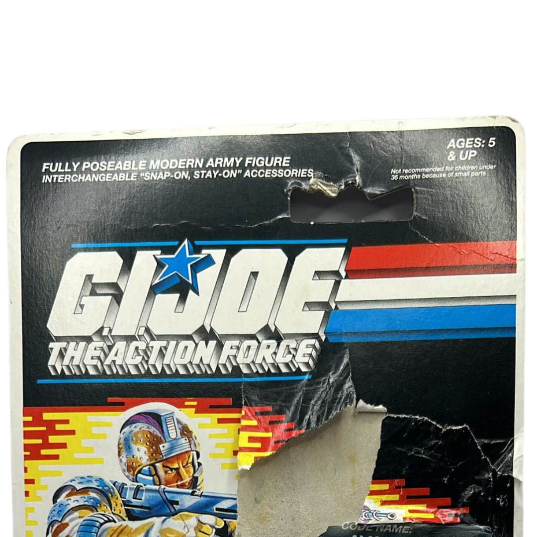 GI Joe, Action Force Avalanche figure cardback and bubble some damage as shown