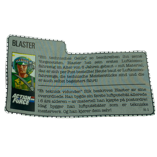 G.I. Joe Action Force Blaster Danish German filecard