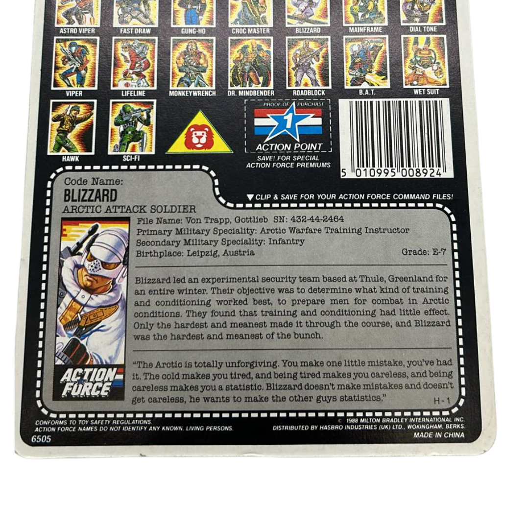 Action Force, GI Joe Blizzard original Action Force cardback