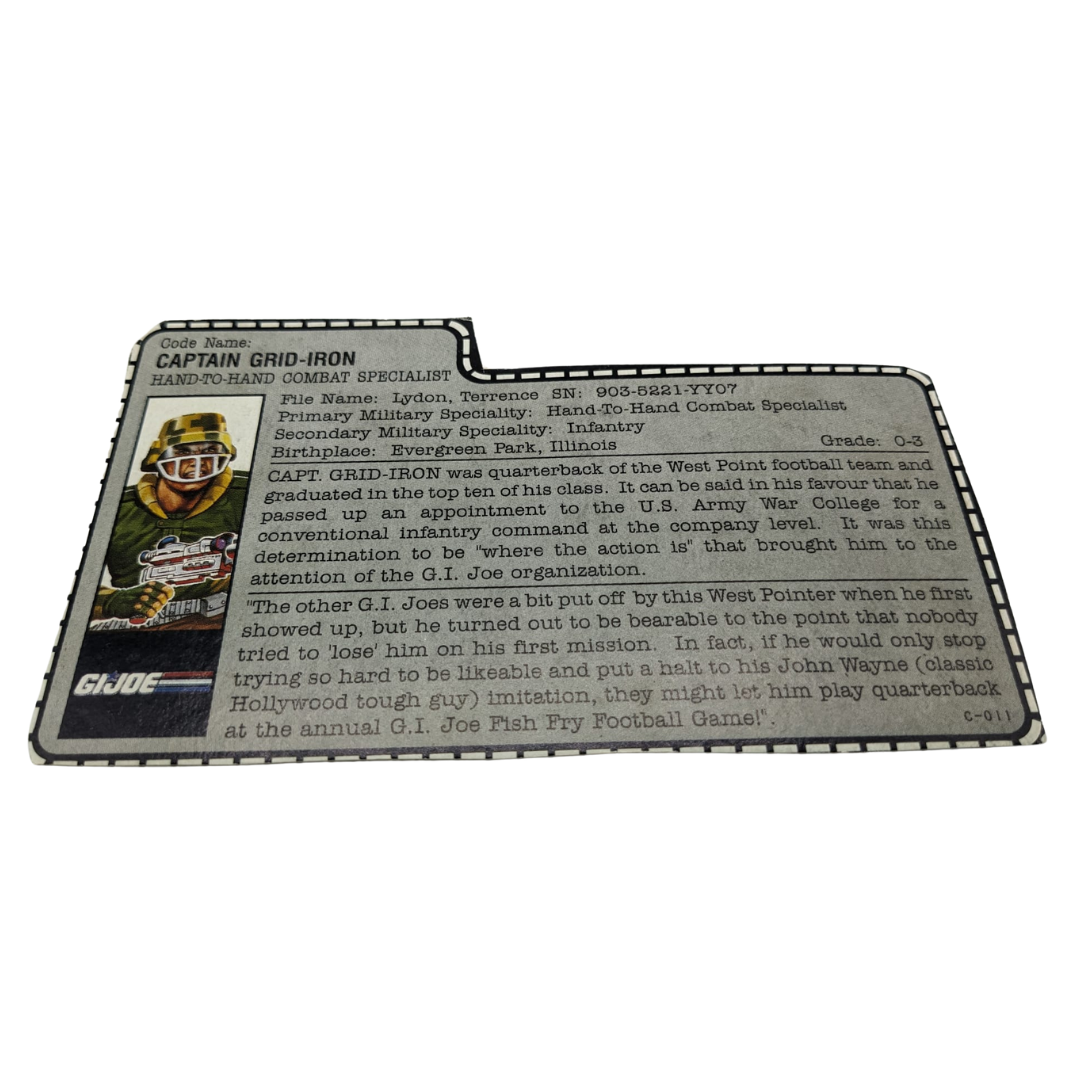 GI Joe, Action Force,  Captain Gridiron filecard