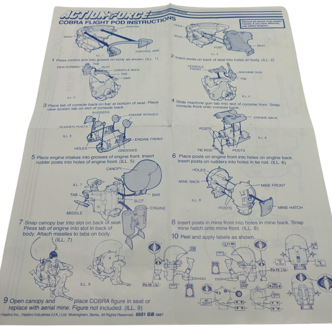 Action Force, GI joe Flight Pod Instructions