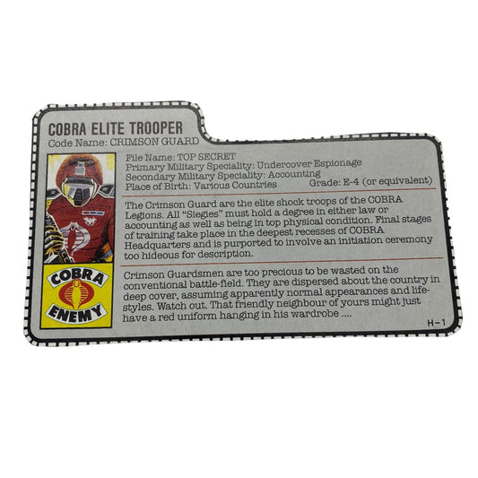 GI Joe, Action Force Crimson Guard filecard for action figure 168